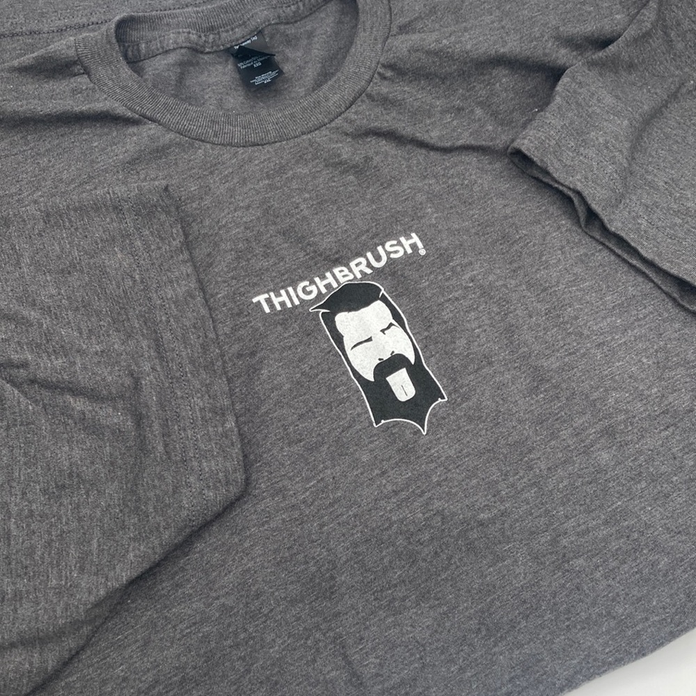 Men's THIGHBRUSH t-shirt- Calling all your bearded men! Size XXL Grey